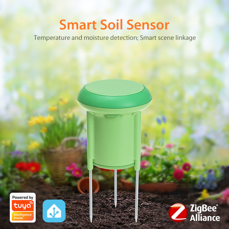 Zigbee WiFi Solar Soil Temperature & Moisture Sensor – Smart App-Controlled, IP66 Weather-Proof