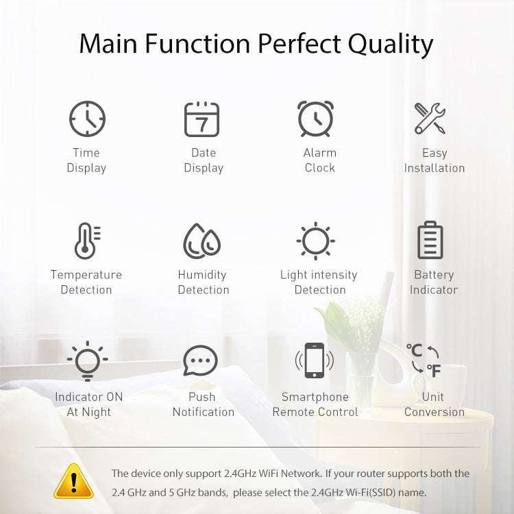 NEO Tuya WiFi Smart Clock Sensor – 4-in-1 Temperature, Humidity, Light & Time Display