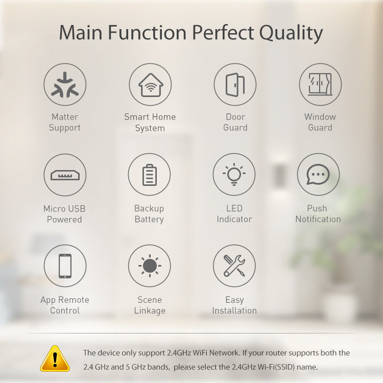 Tuya Matter / Thread / Wi-Fi Smart Door & Window Sensor – Mobile Alert Contact Alarm for Home Security & Automation